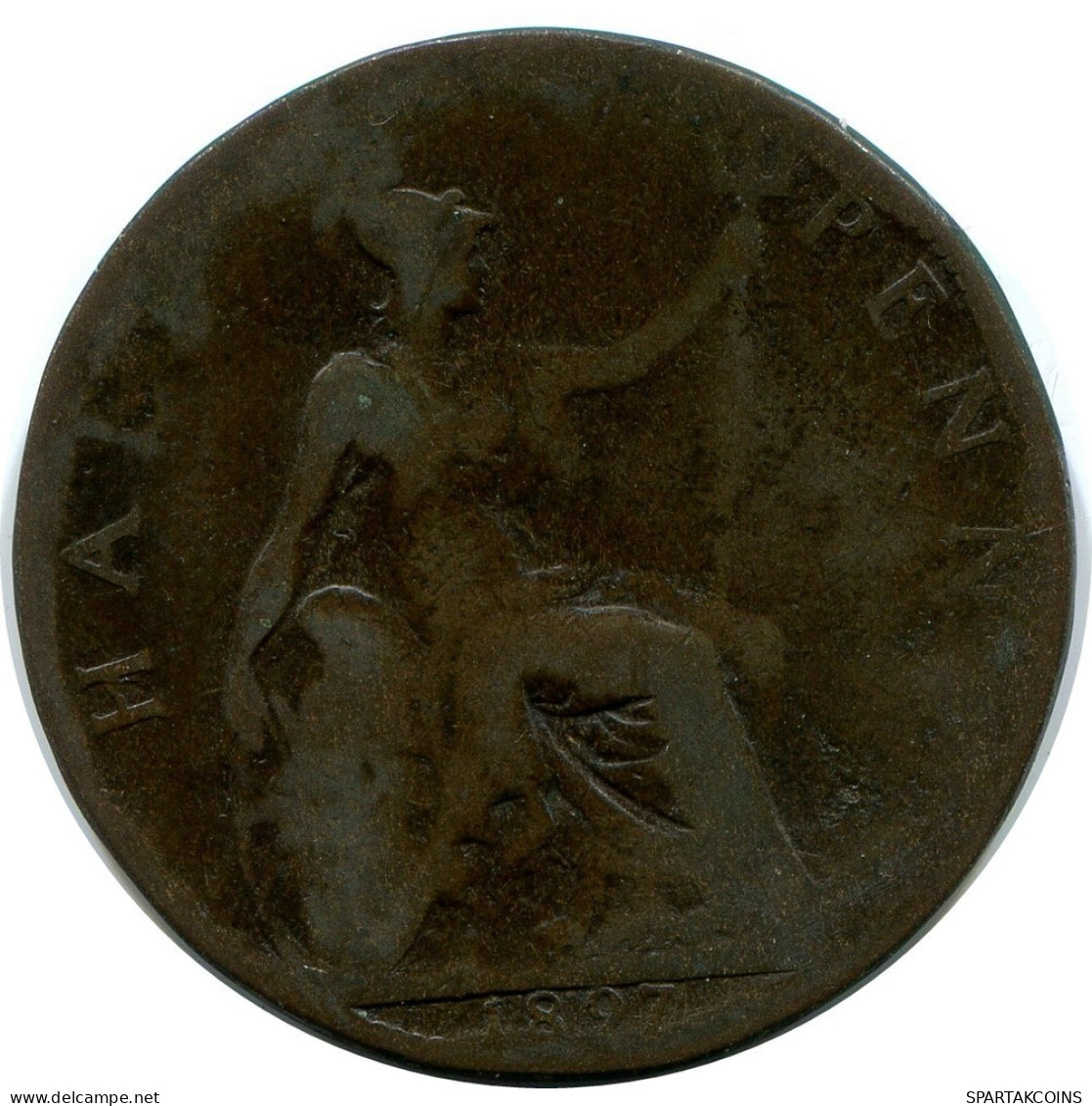 HALF PENNY 1897 UK GBAN BRETAÑA GREAT BRITAIN Moneda #AZ615.E.A - C. 1/2 Penny