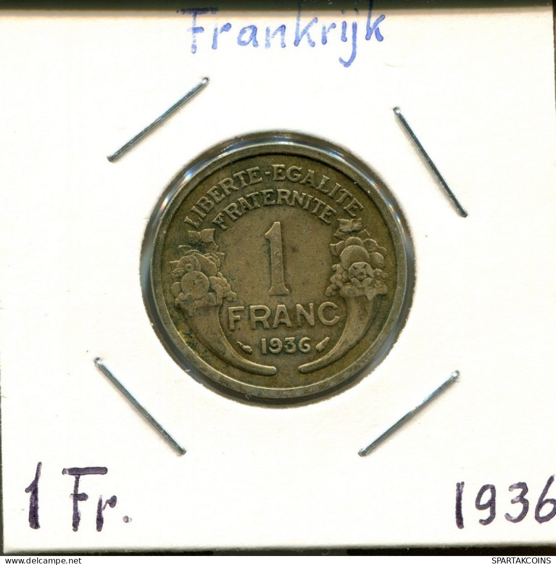 1 FRANC 1936 FRANKREICH FRANCE Französisch Münze #AM276.D.A - 1 Franc