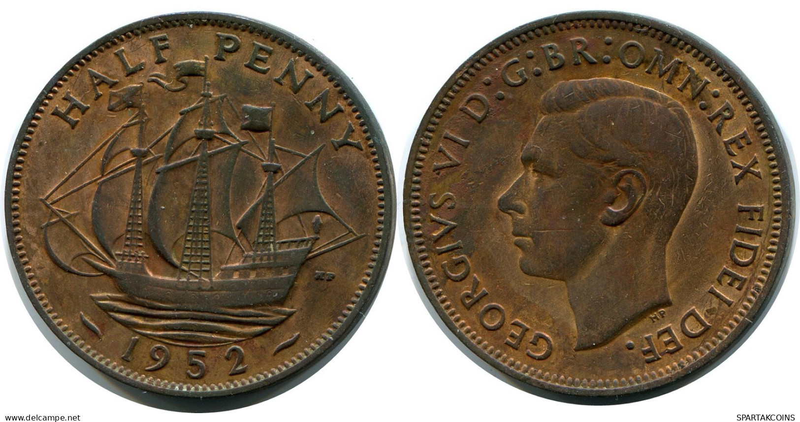 HALF PENNY 1952 UK GRANDE-BRETAGNE GREAT BRITAIN Pièce #AZ679.F.A - C. 1/2 Penny