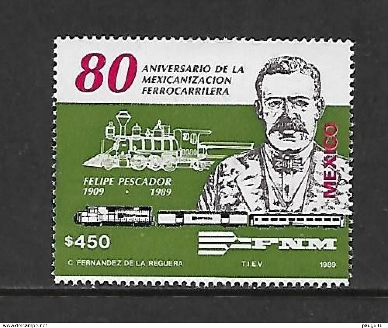 MEXIQUE 1989 TRAINS YVERT N°1309 NEUF MNH** - Trains