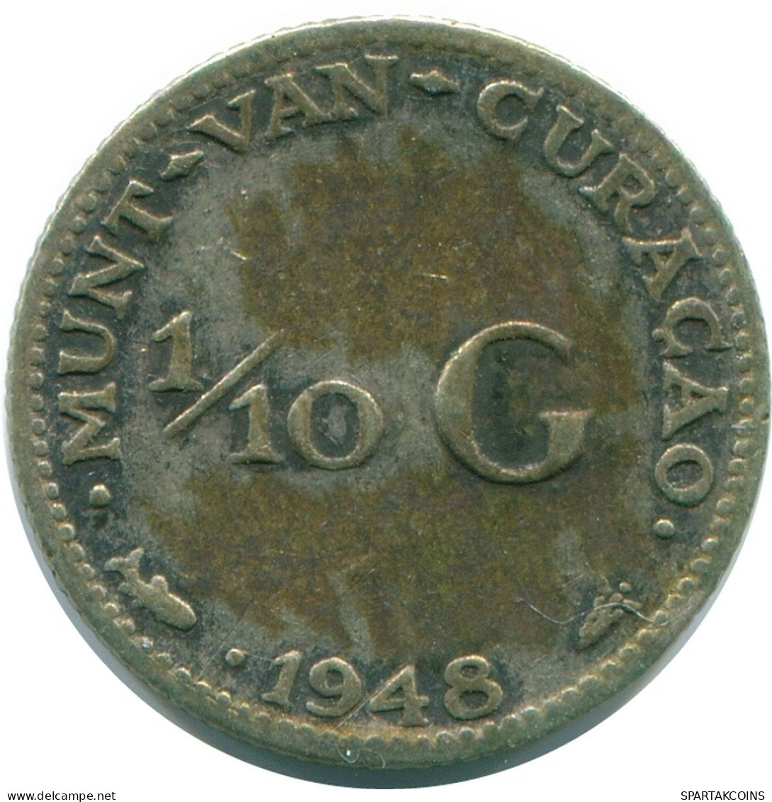 1/10 GULDEN 1948 CURACAO NÉERLANDAIS NETHERLANDS ARGENT Colonial Pièce #NL12006.3.F.A - Curaçao