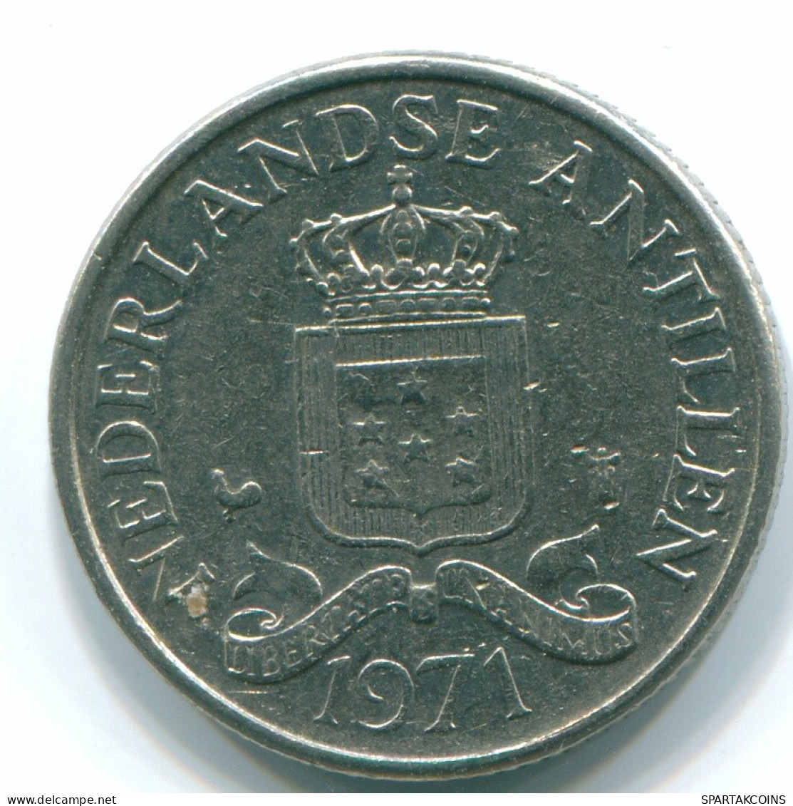 25 CENTS 1971 ANTILLAS NEERLANDESAS Nickel Colonial Moneda #S11509.E.A - Netherlands Antilles