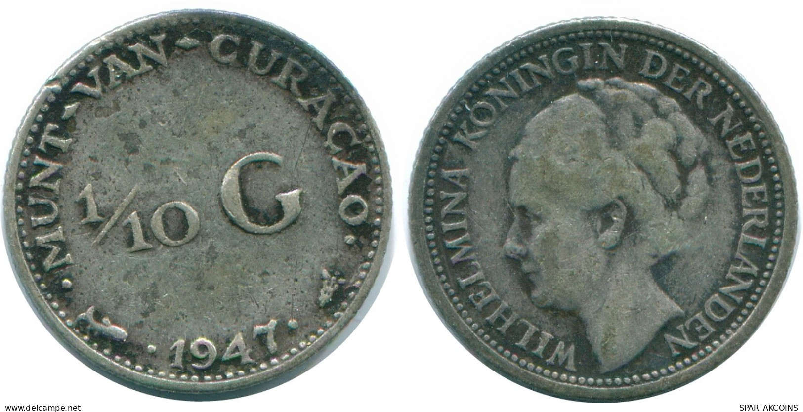 1/10 GULDEN 1947 CURACAO Netherlands SILVER Colonial Coin #NL11880.3.U.A - Curaçao