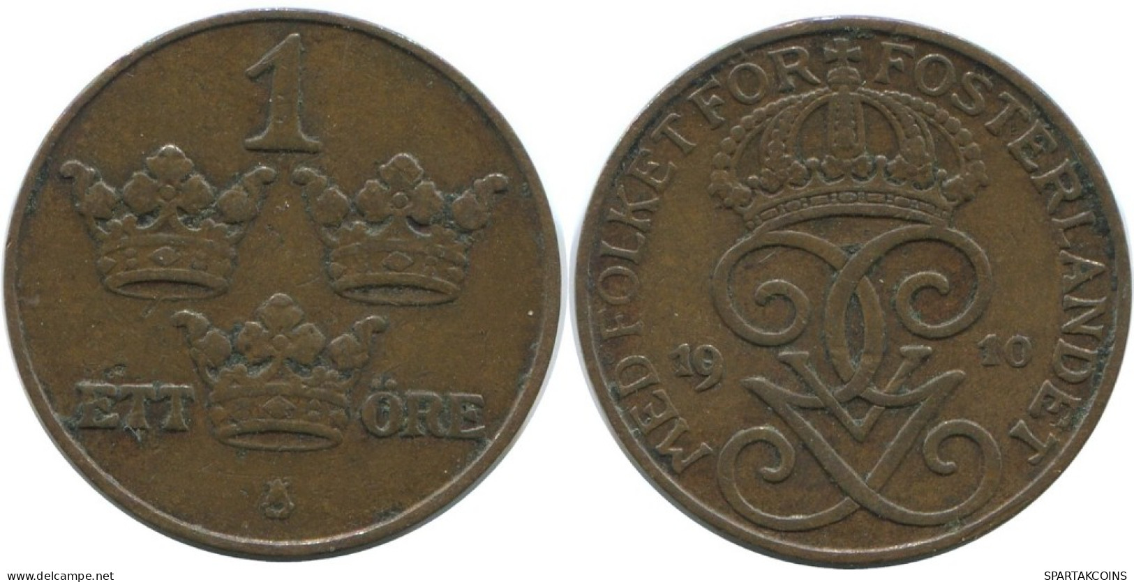 1 ORE 1910 SWEDEN Coin #AD361.2.U.A - Schweden