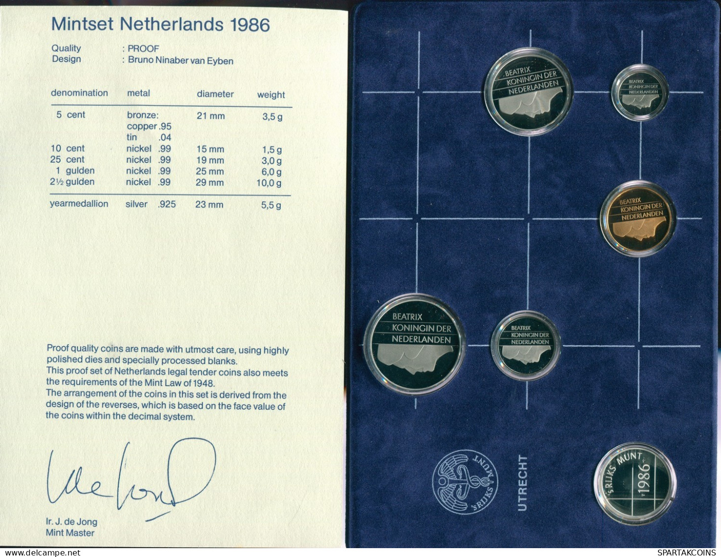NIEDERLANDE NETHERLANDS 1986 MINT SET 5 Münze SILBER MEDAL PROOF #SET1138.16.D.A - [Sets Sin Usar &  Sets De Prueba
