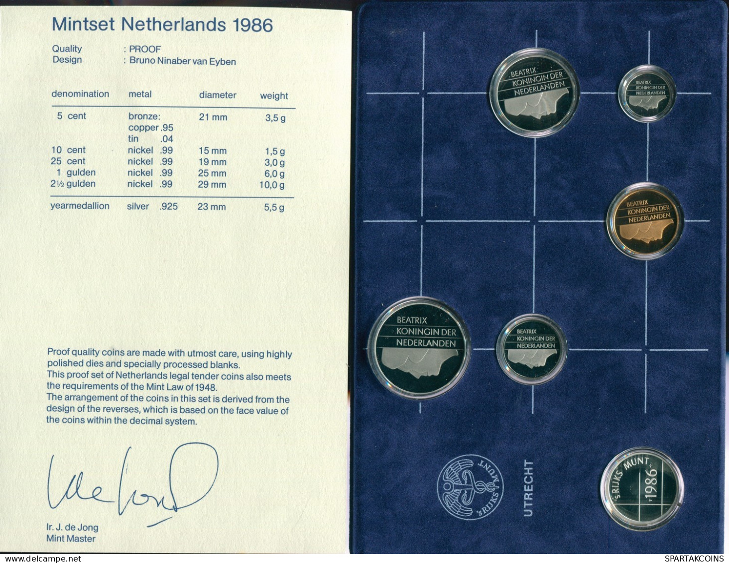 NIEDERLANDE NETHERLANDS 1986 MINT SET 5 Münze SILBER MEDAL PROOF #SET1138.16.D.A - Mint Sets & Proof Sets