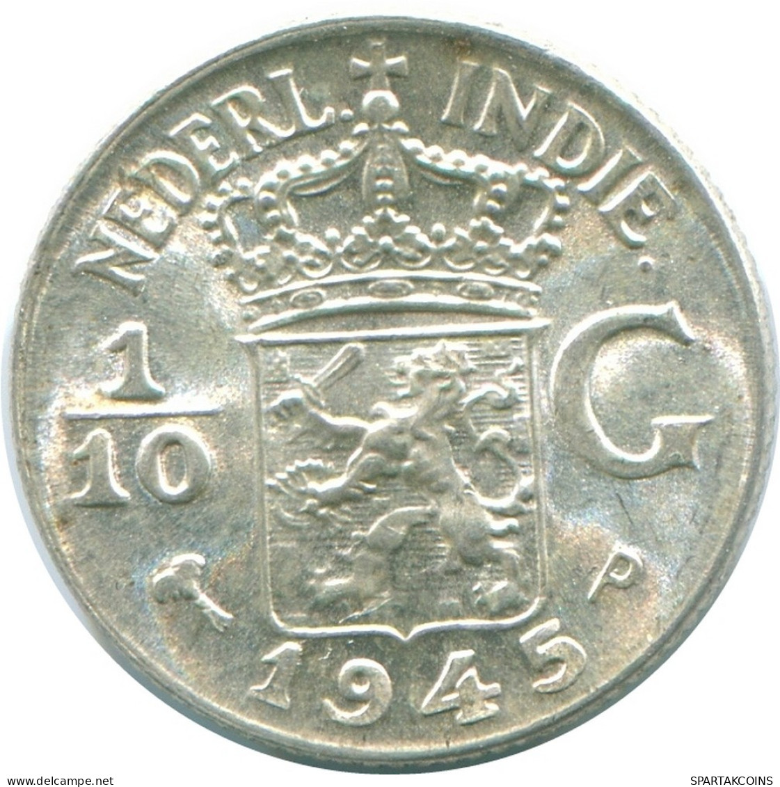 1/10 GULDEN 1945 P NIEDERLANDE OSTINDIEN SILBER Koloniale Münze #NL14010.3.D.A - Dutch East Indies