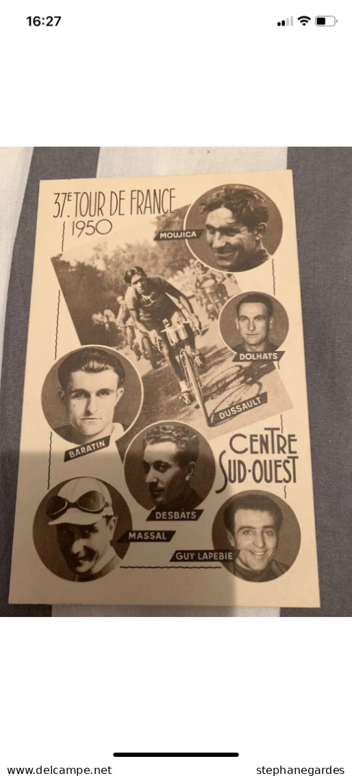 CYCLISME Carte Équipe Centre  Sud Ouest Tour De France 1950 Édition Éclair - Radsport