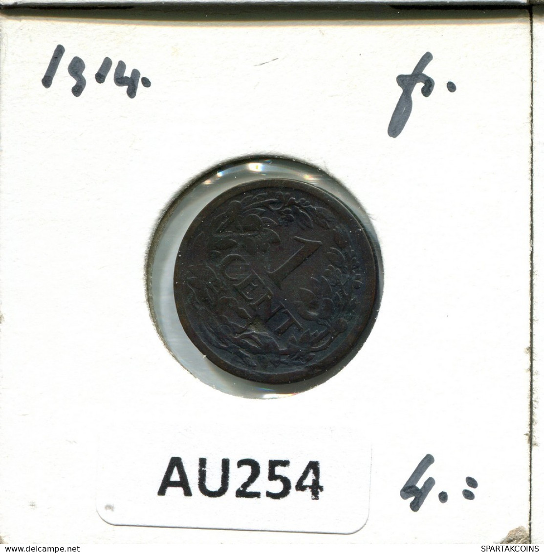 1 CENT 1914 NEERLANDÉS NETHERLANDS Moneda #AU254.E.A - 1 Cent