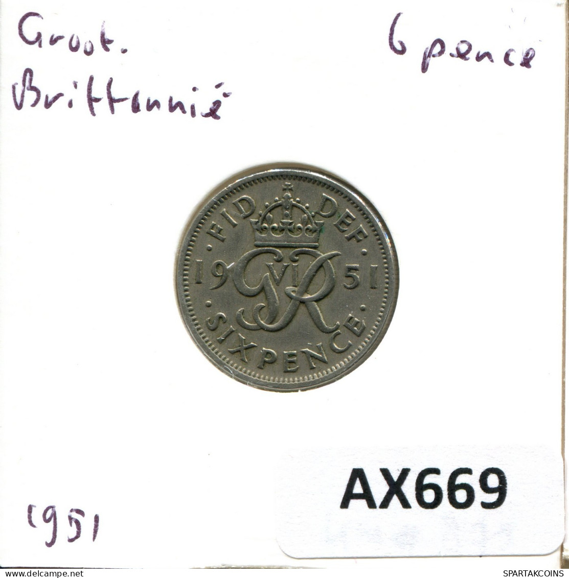 SIXPENCE 1951 UK GROßBRITANNIEN GREAT BRITAIN Münze #AX669.D.A - H. 6 Pence