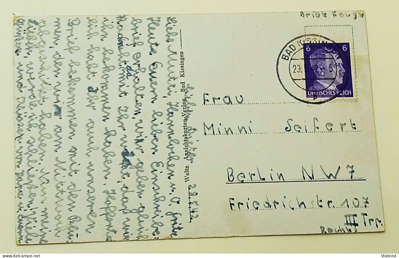 Germany-Bad Kissingen.Blick v.Jagdhaus-Postmark 1942.