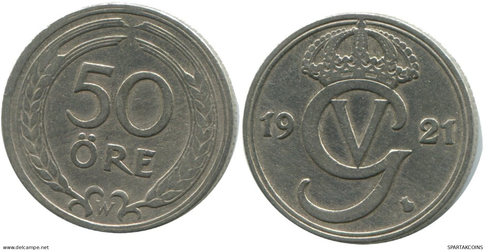 50 ORE 1921 W SUECIA SWEDEN Moneda RARE #AC702.2.E.A - Sweden