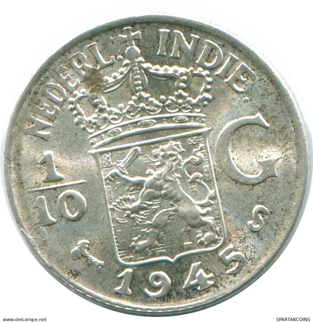 1/10 GULDEN 1945 S NIEDERLANDE OSTINDIEN SILBER Koloniale Münze #NL14008.3.D.A - Indes Néerlandaises