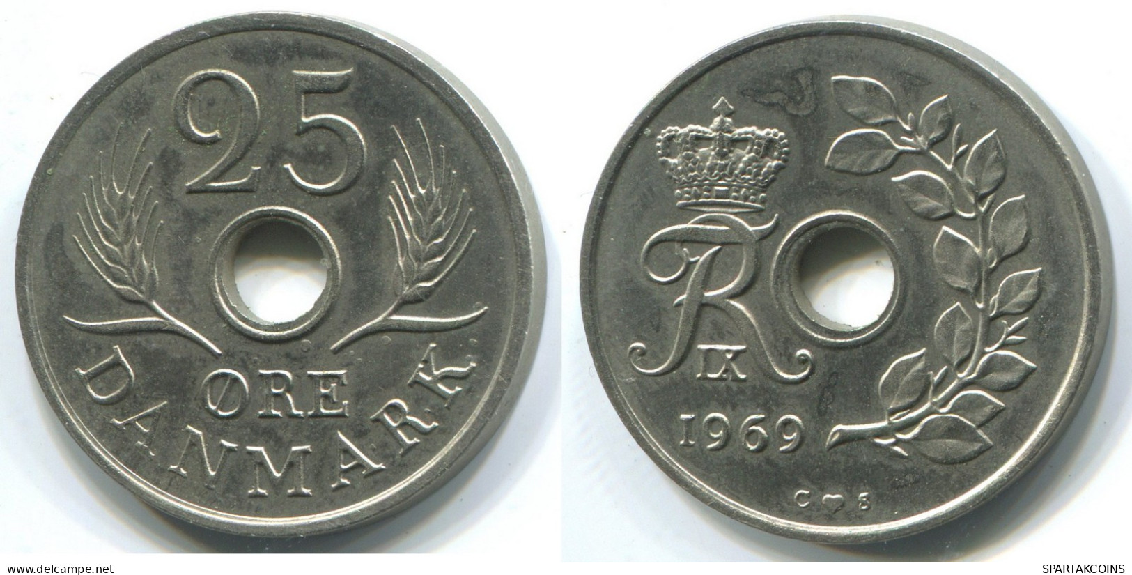25 ORE 1969 DENMARK Coin #WW1022.U.A - Denmark
