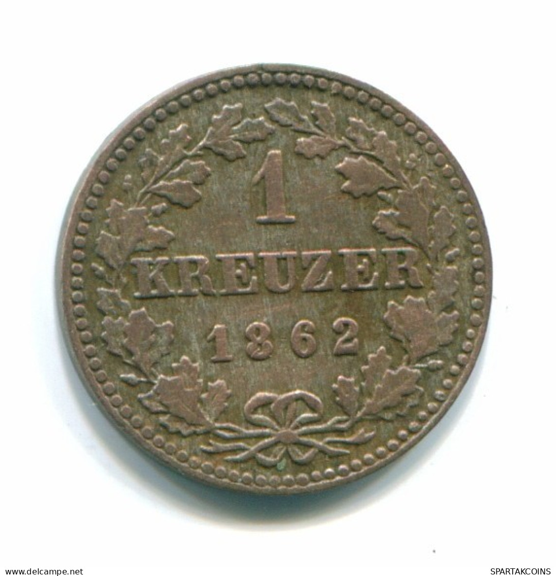 1 KREUZER 1862 Frankfurt ALLEMAGNE Pièce GERMANY #DE10143.3.F.A - Other & Unclassified