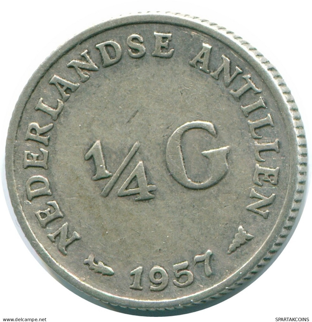 1/4 GULDEN 1957 NETHERLANDS ANTILLES SILVER Colonial Coin #NL10984.4.U.A - Netherlands Antilles