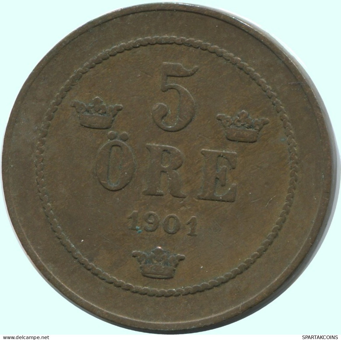 5 ORE 1901 SCHWEDEN SWEDEN Münze #AC665.2.D.A - Suède