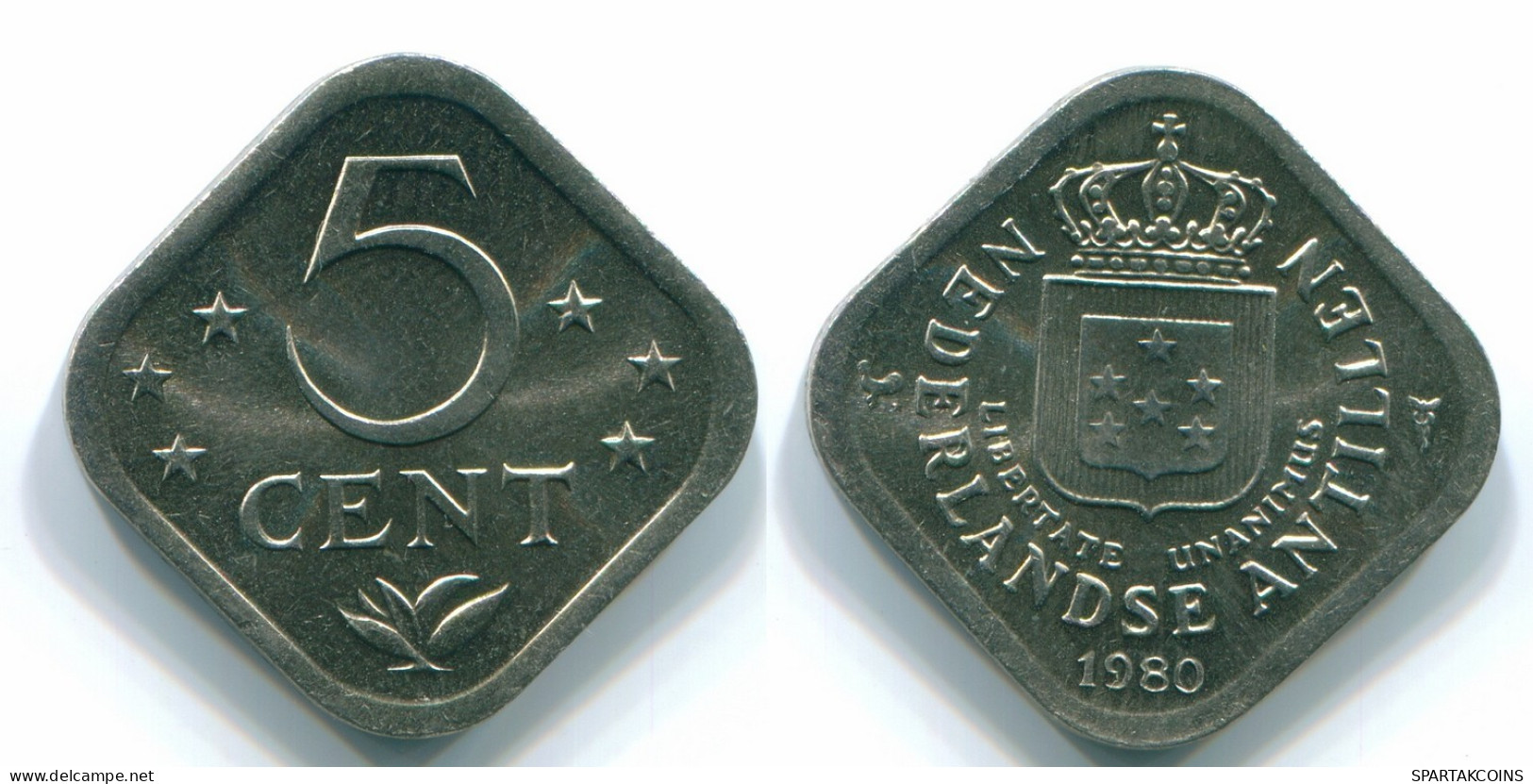 5 CENTS 1980 ANTILLES NÉERLANDAISES Nickel Colonial Pièce #S12304.F.A - Netherlands Antilles