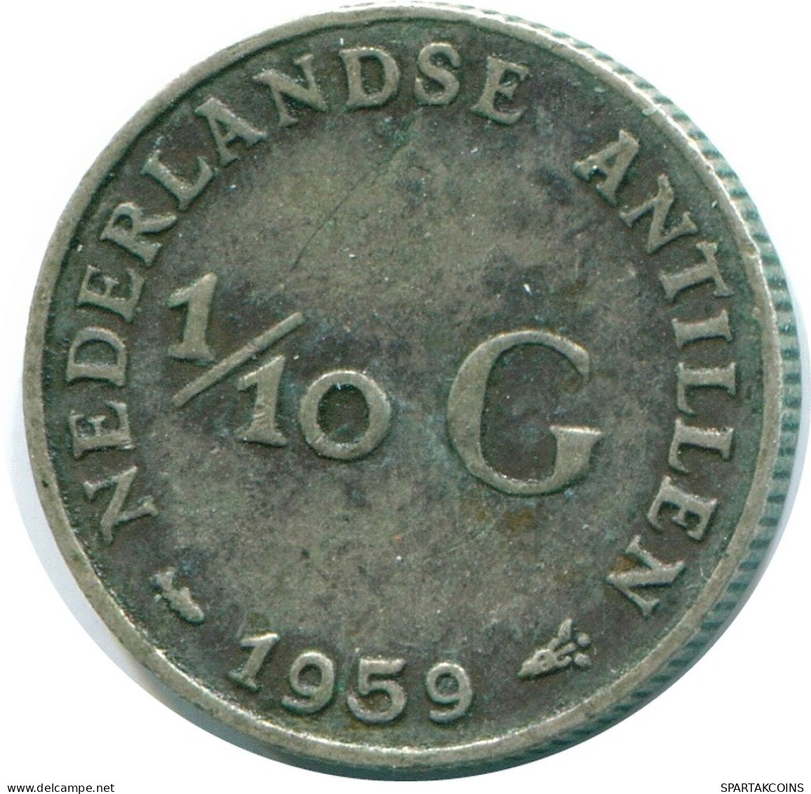 1/10 GULDEN 1959 NETHERLANDS ANTILLES SILVER Colonial Coin #NL12217.3.U.A - Netherlands Antilles