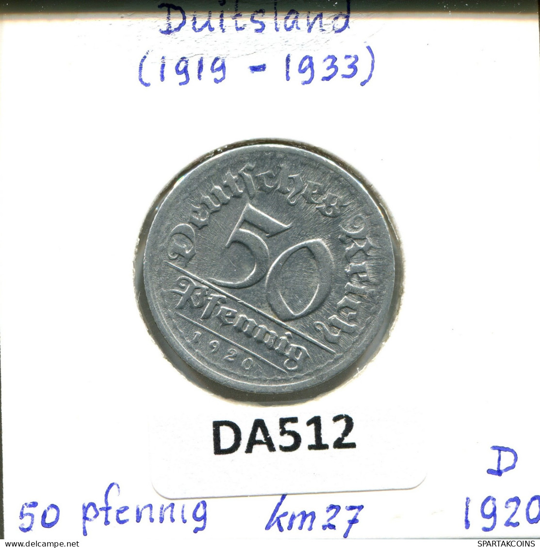 50 PFENNIG 1920 D DEUTSCHLAND Münze GERMANY #DA512.2.D.A - 50 Renten- & 50 Reichspfennig