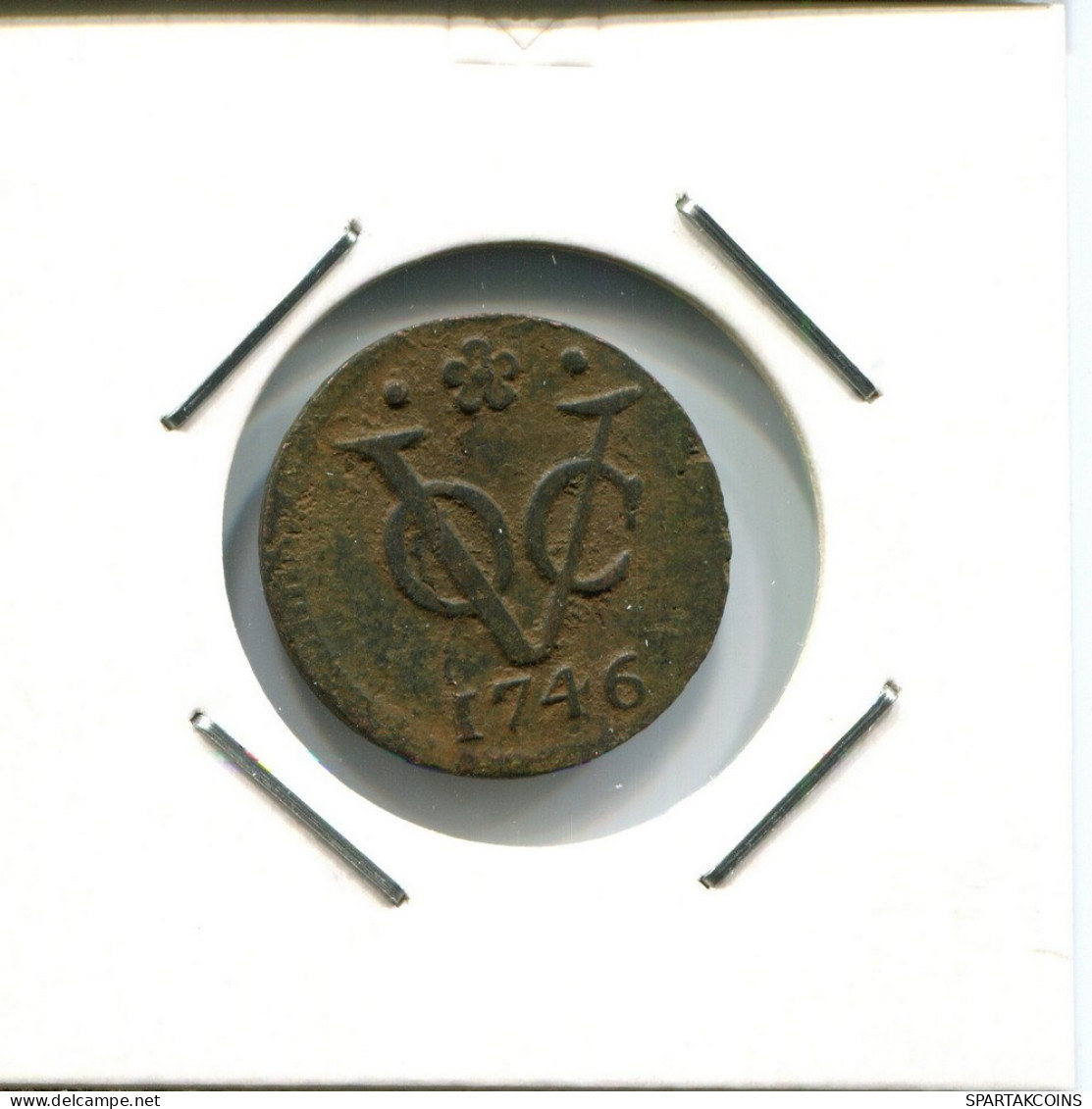 1746 HOLLAND VOC DUIT INDES NÉERLANDAIS NETHERLANDS NEW YORK COLONIAL PENNY #VOC2564.7.F.A - Indes Néerlandaises