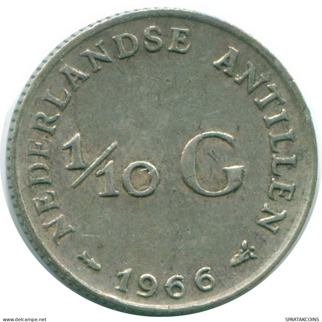 1/10 GULDEN 1966 NETHERLANDS ANTILLES SILVER Colonial Coin #NL12747.3.U.A - Netherlands Antilles