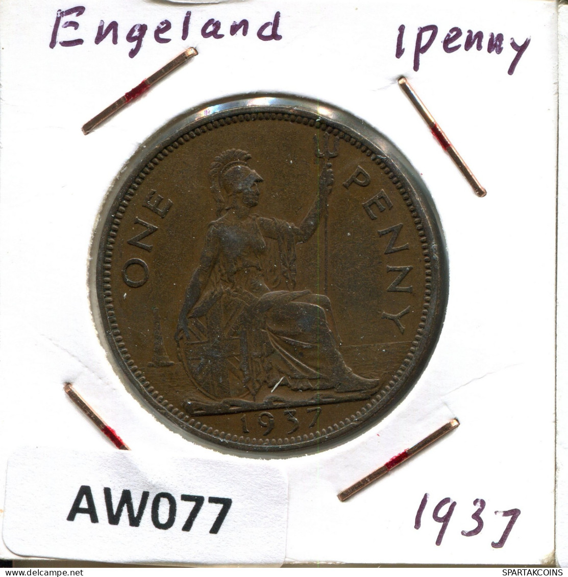 PENNY 1937 UK GREAT BRITAIN Coin #AW077.U.A - D. 1 Penny