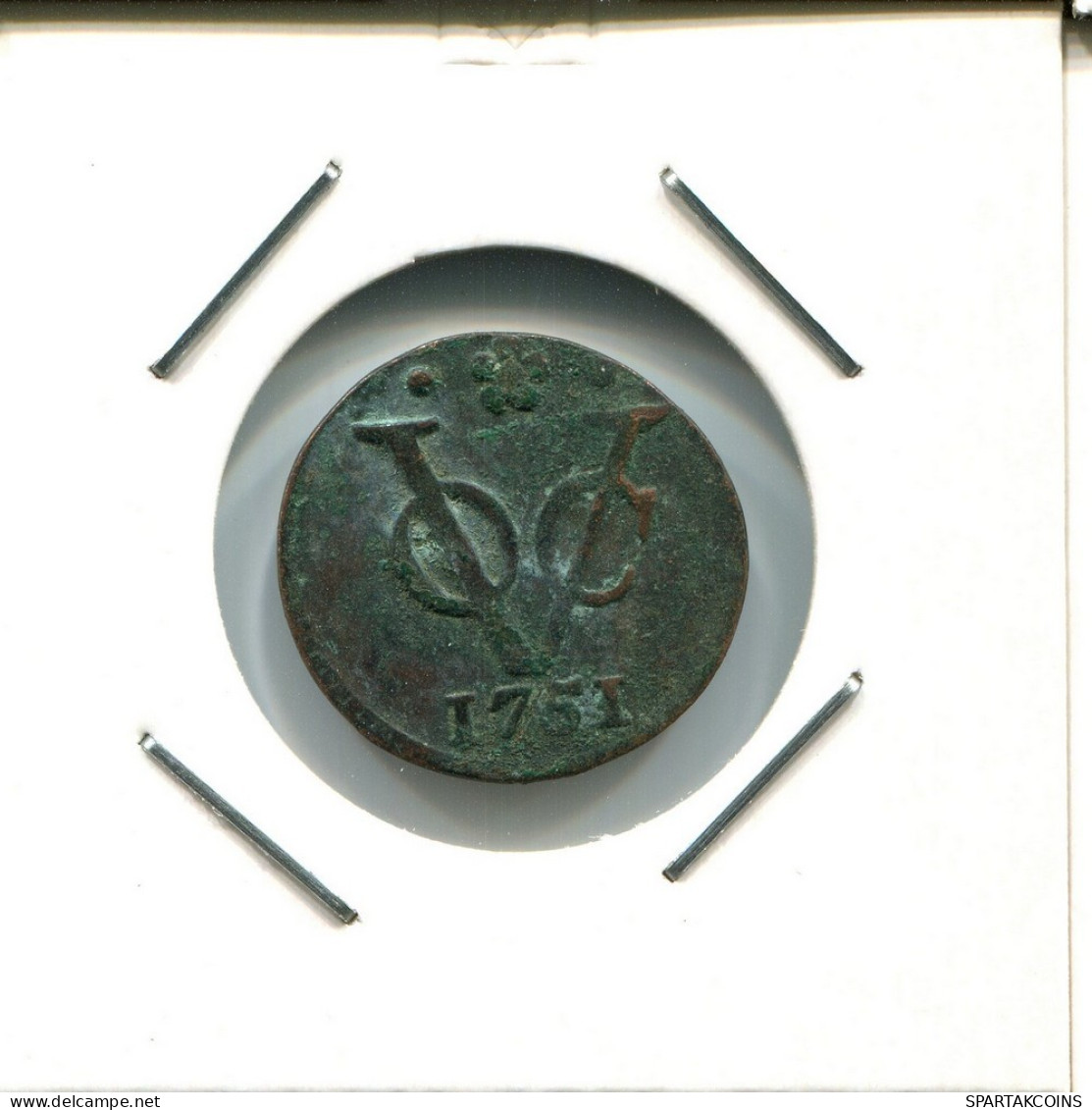 1751 HOLLAND VOC DUIT NIEDERLANDE OSTINDIEN NY COLONIAL PENNY #VOC2679.7.D.A - Indes Néerlandaises