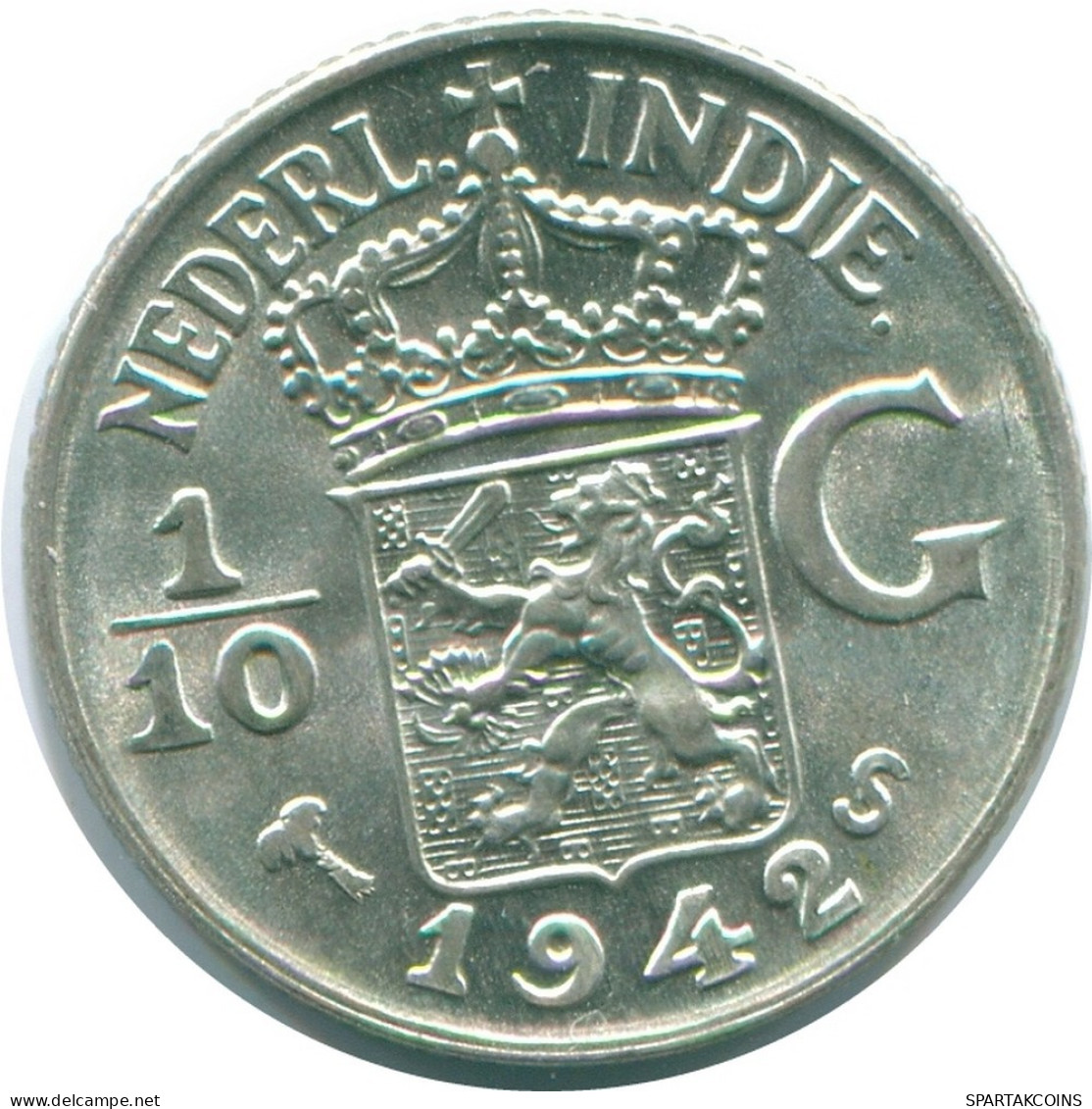 1/10 GULDEN 1942 NIEDERLANDE OSTINDIEN SILBER Koloniale Münze #NL13875.3.D.A - Indes Néerlandaises
