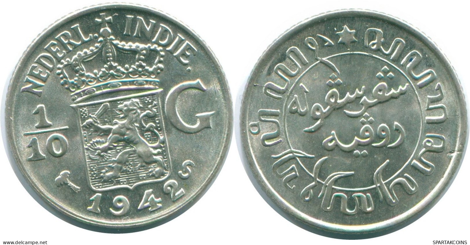 1/10 GULDEN 1942 NIEDERLANDE OSTINDIEN SILBER Koloniale Münze #NL13875.3.D.A - Indes Néerlandaises