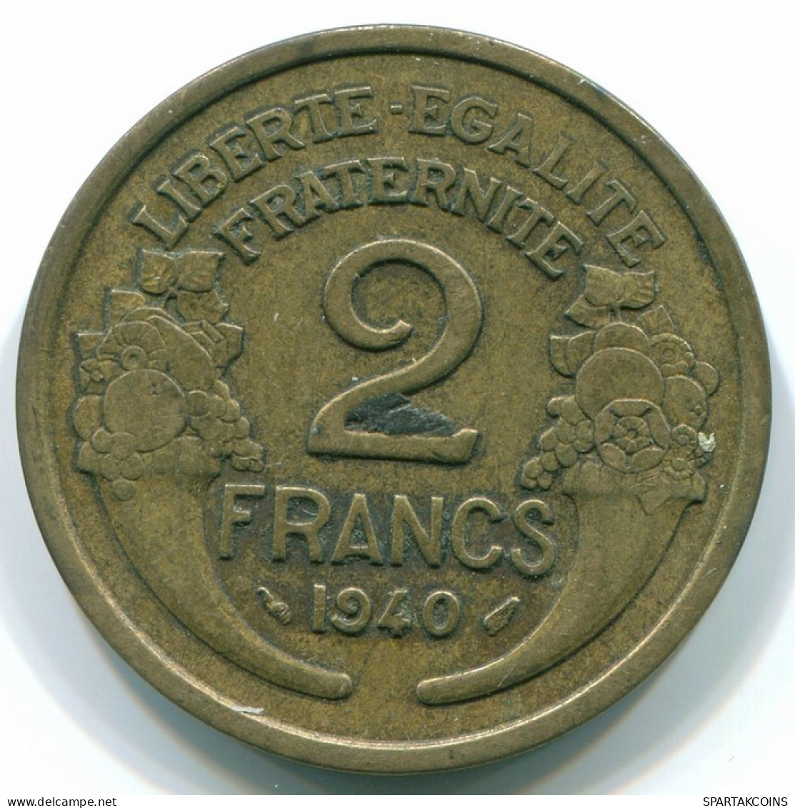 2 FRANCS 1940 FRANCE Coin VF/XF #FR1083.8.U.A - 2 Francs