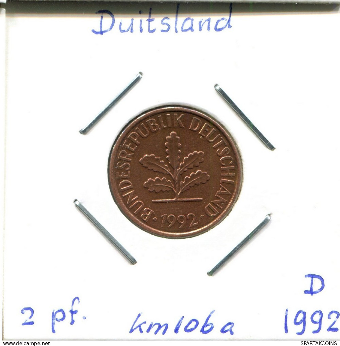 2 PFENNIG 1992 D WEST & UNIFIED GERMANY Coin #DC304.U.A - 2 Pfennig