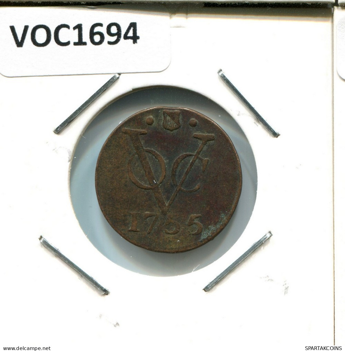 1755 UTRECHT VOC DUIT NEERLANDÉS NETHERLANDS Colonial Moneda #VOC1694.10.E.A - Niederländisch-Indien