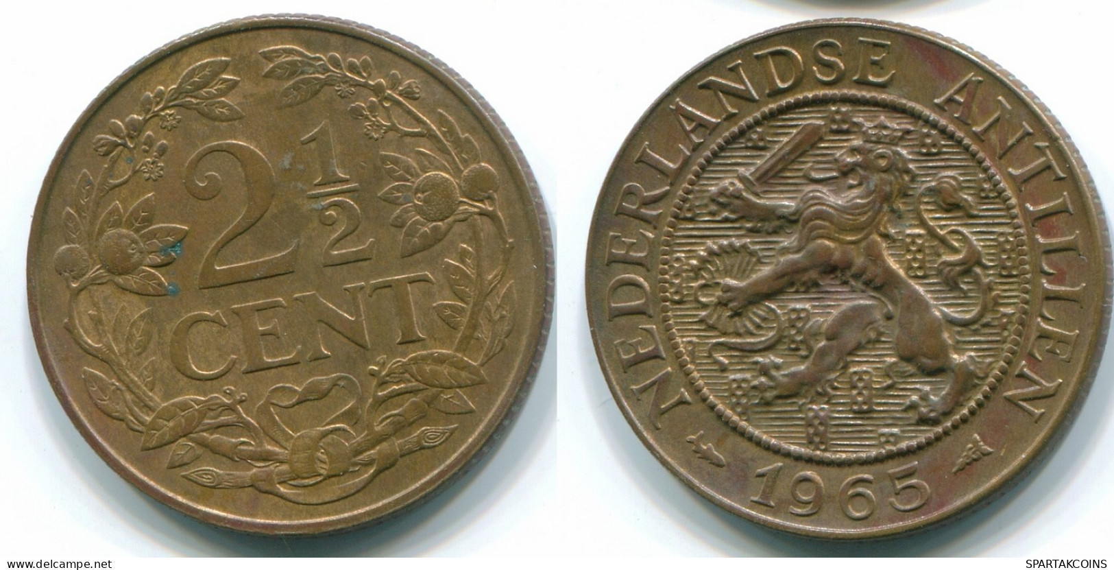 2 1/2 CENT 1965 CURACAO NEERLANDÉS NETHERLANDS Bronze Colonial Moneda #S10223.E.A - Curaçao