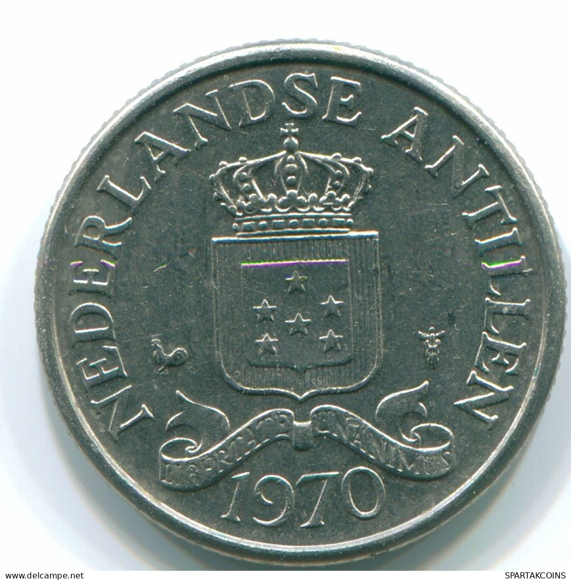 25 CENTS 1970 ANTILLAS NEERLANDESAS Nickel Colonial Moneda #S11436.E.A - Nederlandse Antillen