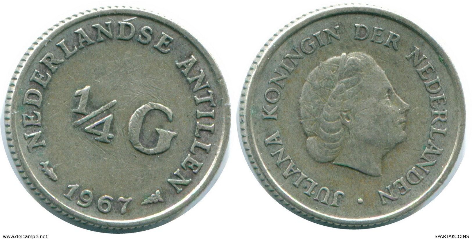 1/4 GULDEN 1967 NIEDERLÄNDISCHE ANTILLEN SILBER Koloniale Münze #NL11582.4.D.A - Netherlands Antilles