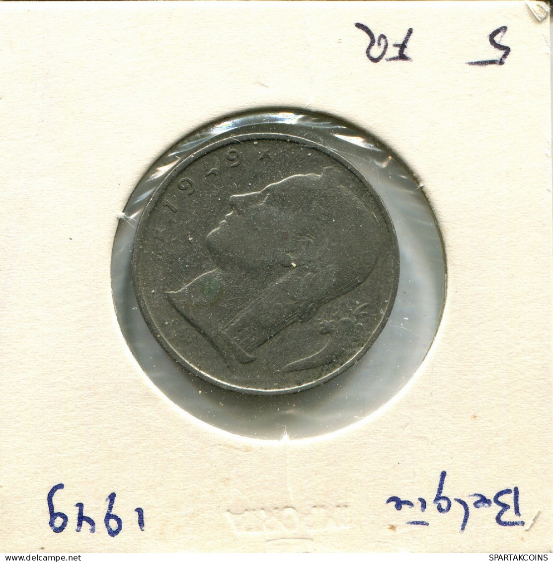 5 FRANCS 1949 DUTCH Text BELGIUM Coin #AU640.U.A - 5 Francs