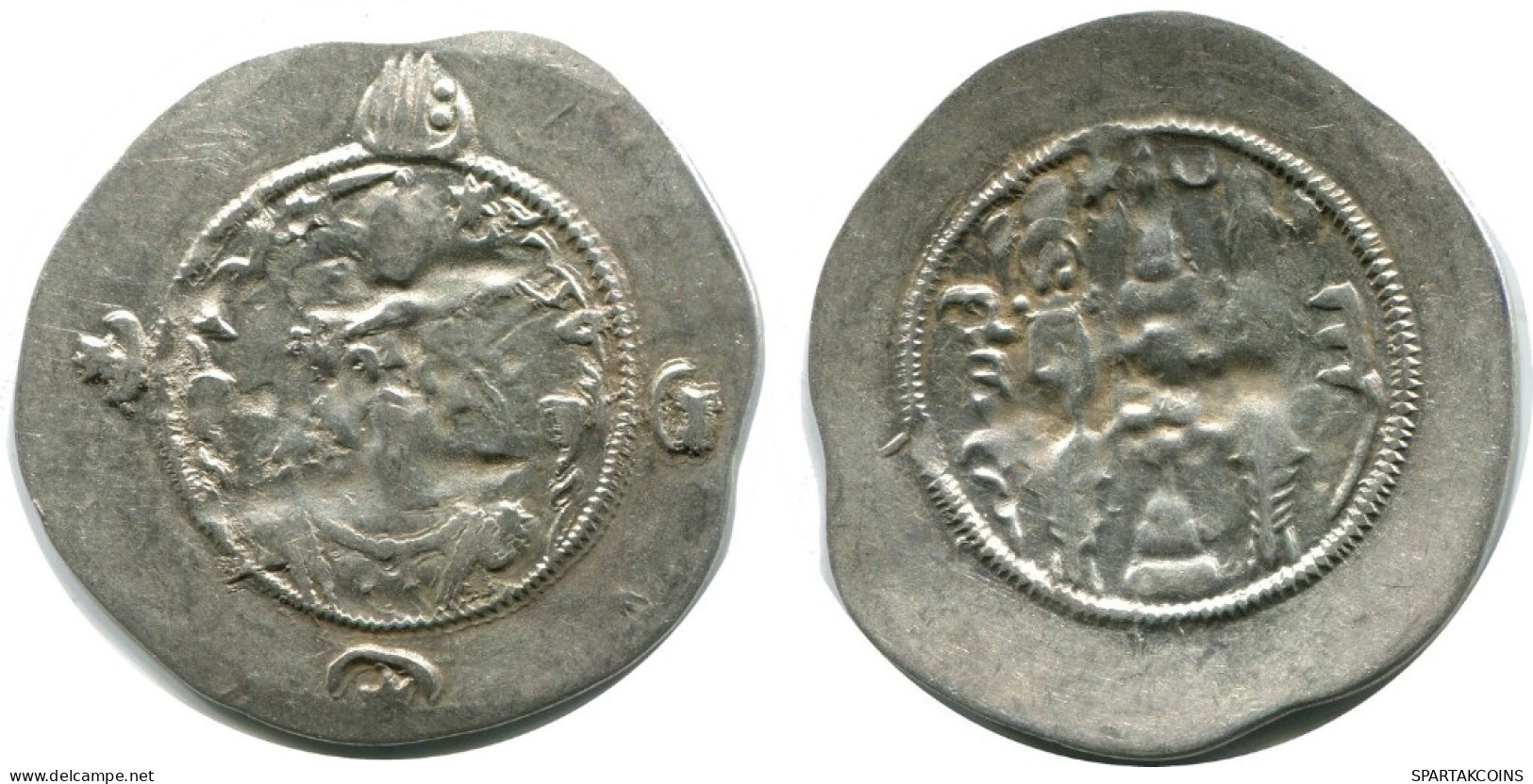 SASSANIAN HORMIZD IV Silver Drachm Mitch-ACW.1073-1099 #AH195.45.F.A - Oriental