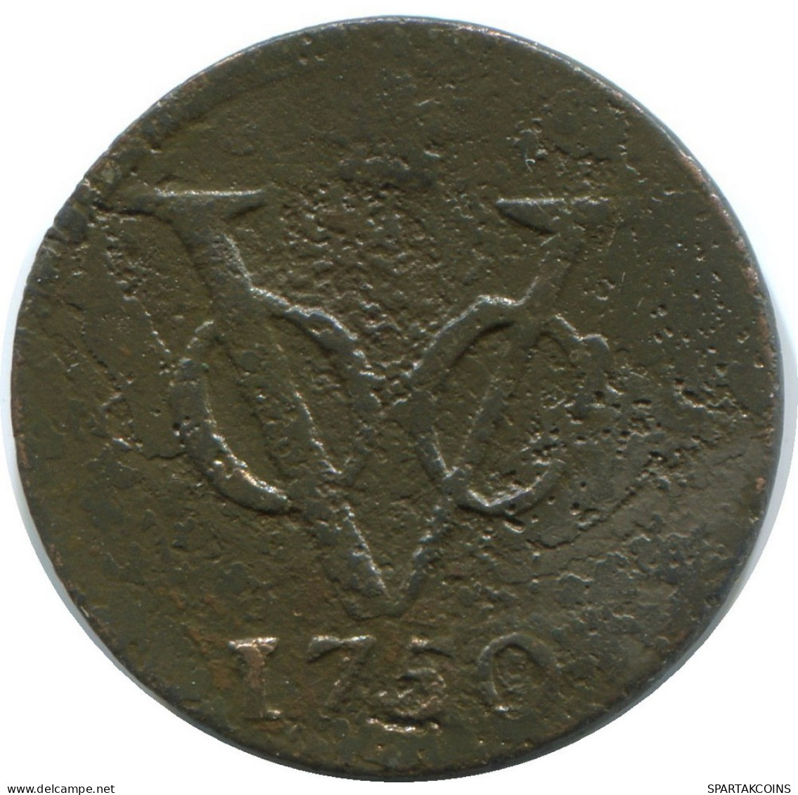 1750 HOLLAND VOC Duit NIEDERLANDE OSTINDIEN NY COLONIAL PENNY #VOC1352.12.D.A - Nederlands-Indië