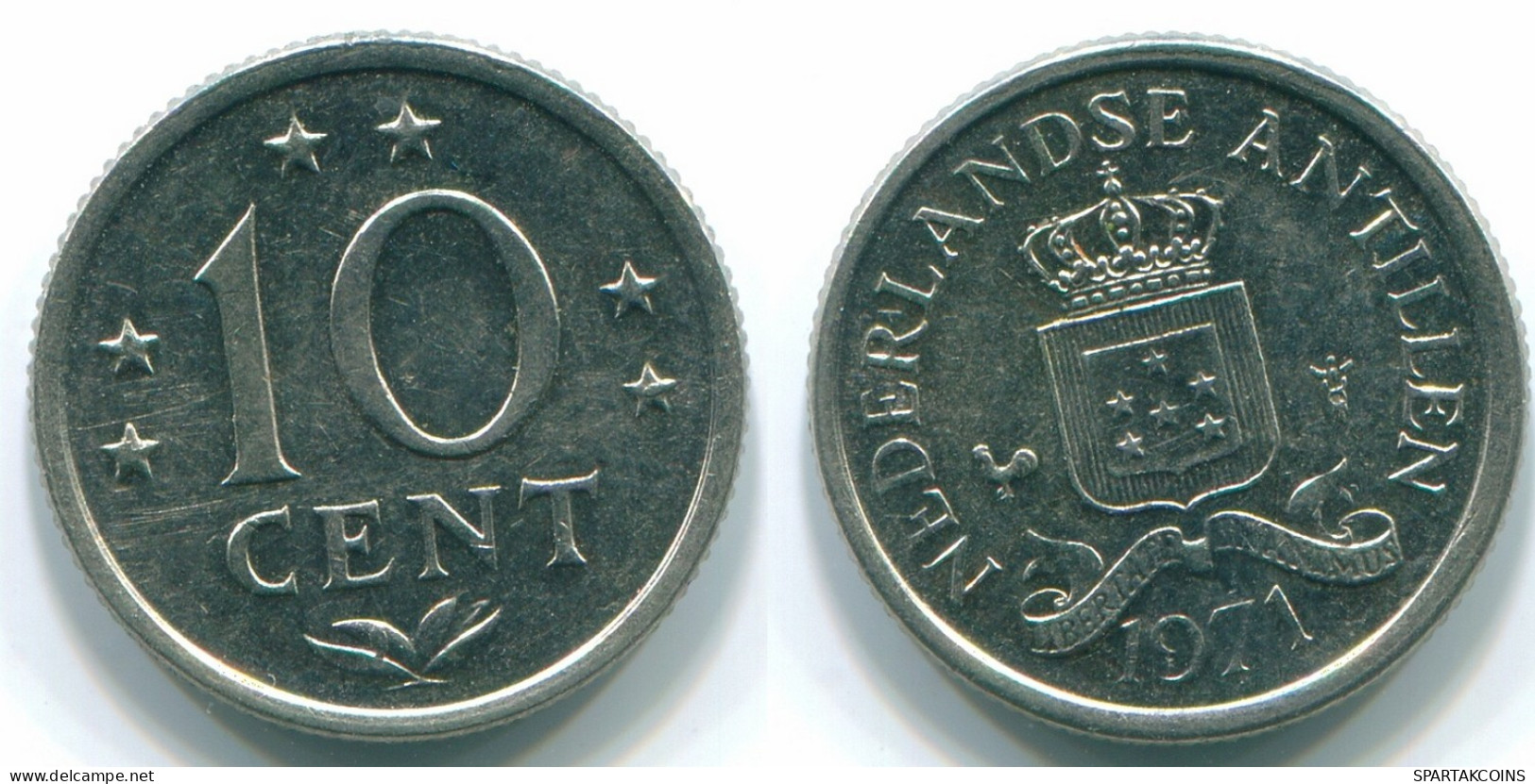 10 CENTS 1971 NETHERLANDS ANTILLES Nickel Colonial Coin #S13411.U.A - Netherlands Antilles