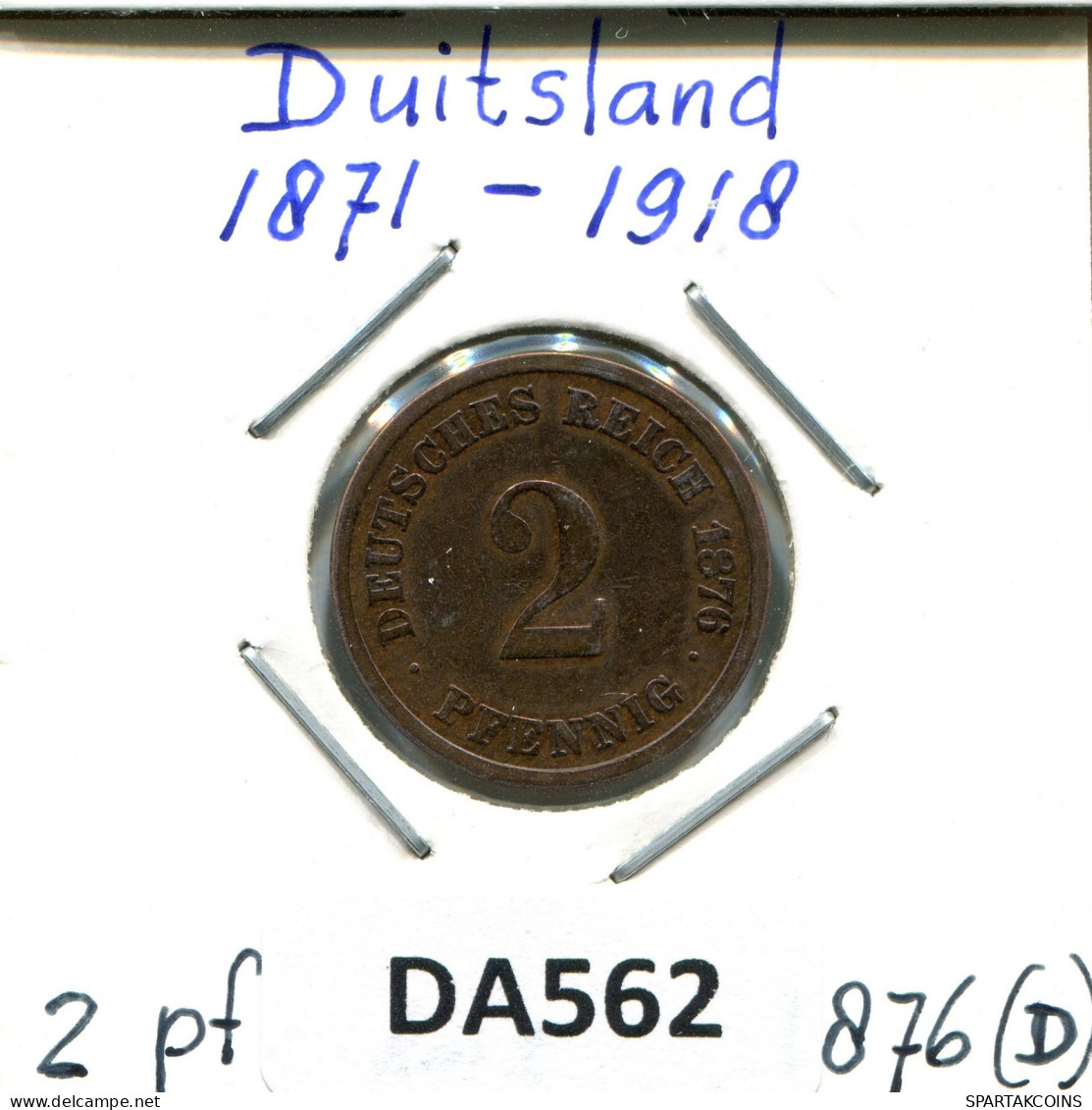 2 PFENNIG 1876 D ALLEMAGNE Pièce GERMANY #DA562.2.F.A - 2 Pfennig