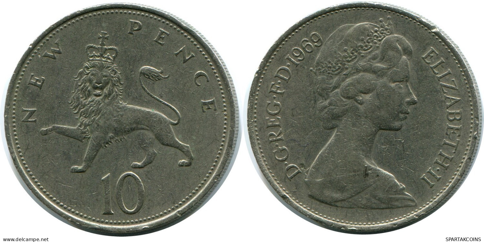 10 NEW PENCE 1969 UK GBAN BRETAÑA GREAT BRITAIN Moneda #AZ025.E.A - Other & Unclassified