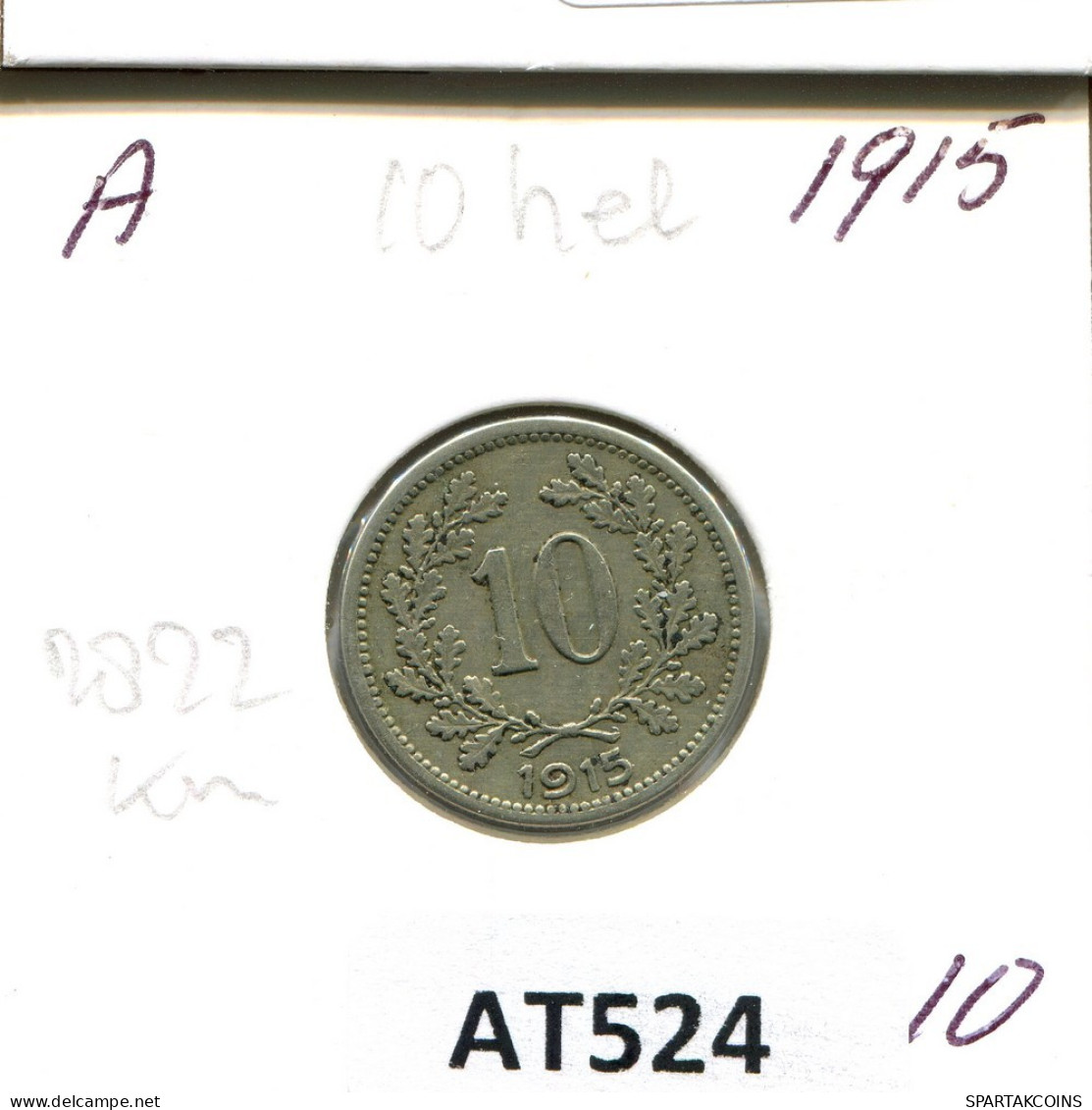 10 HELLER 1915 AUSTRIA Coin #AT524.U.A - Autriche
