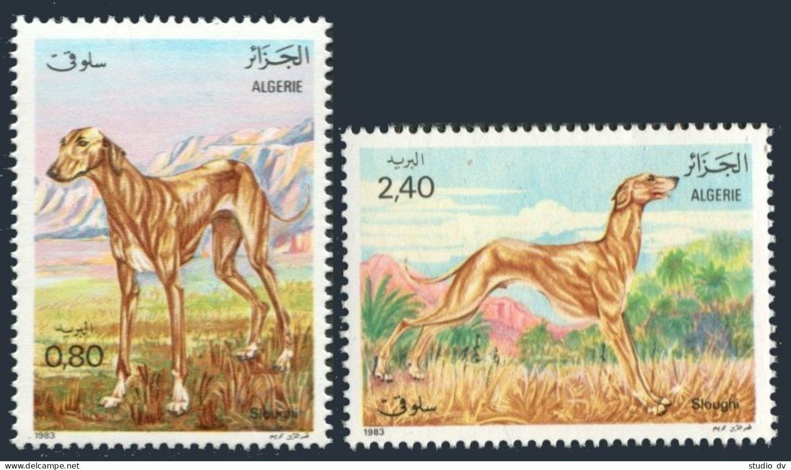 Algeria 727-728,MNH.Michel 838-839. Sloughi Dog,1983. - Algeria (1962-...)