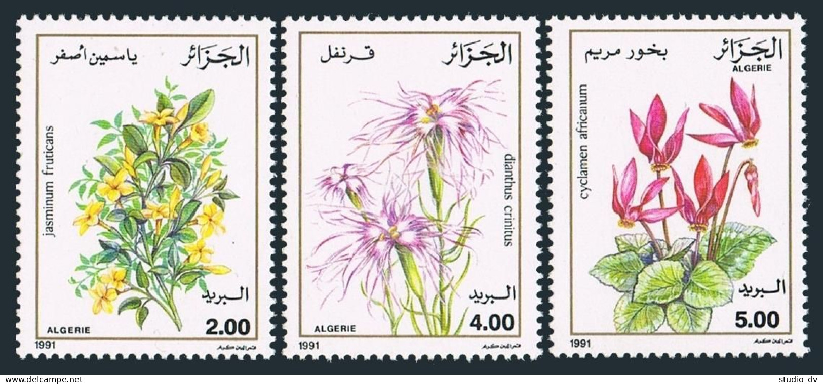 Algeria 936-938,MNH.Michel 1041-1043. Flowers 1991. - Algerien (1962-...)