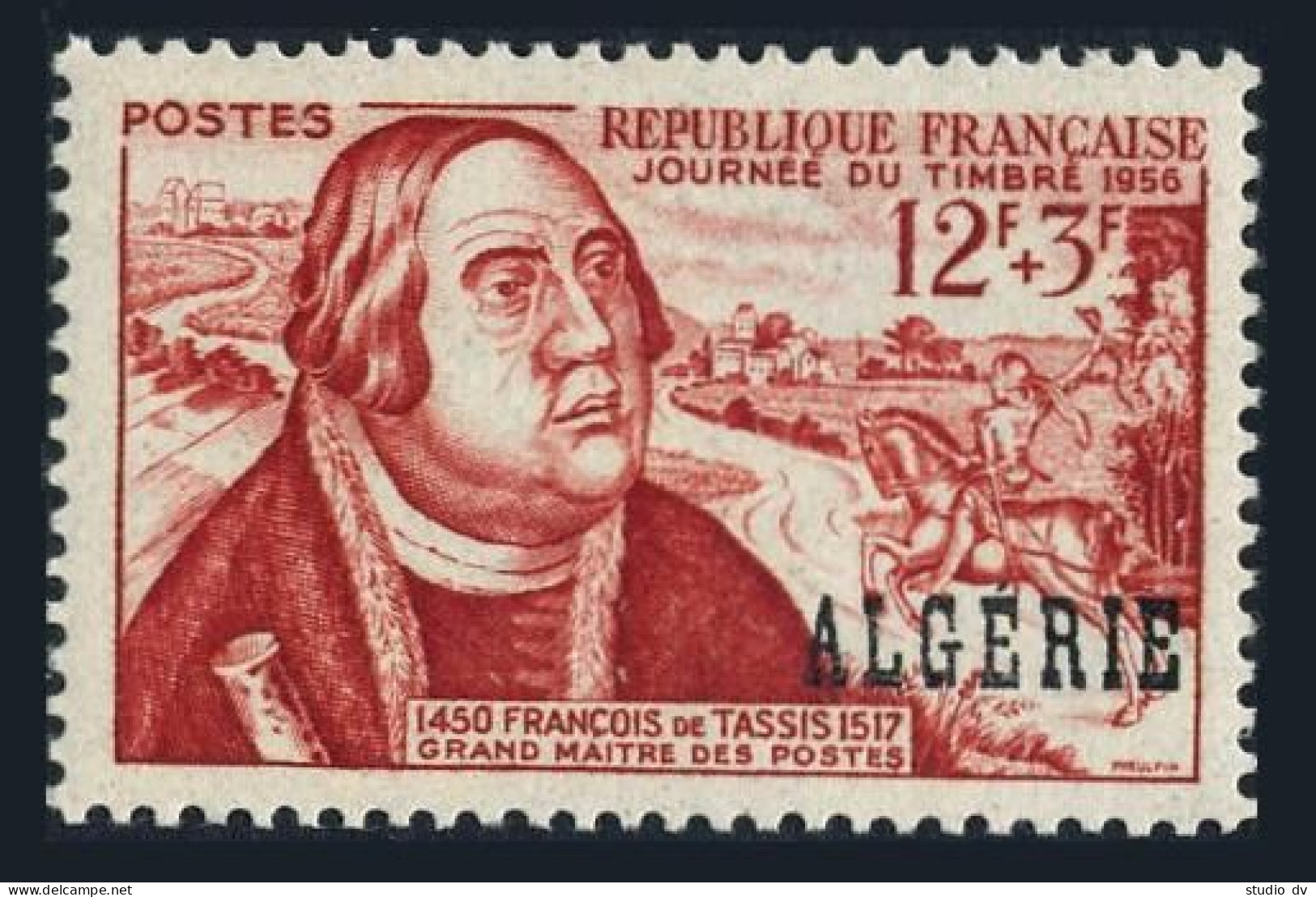 Algeria B85,MNH.Michel 349. Stamp Day 1956.Francois Of Taxis. - Algerien (1962-...)