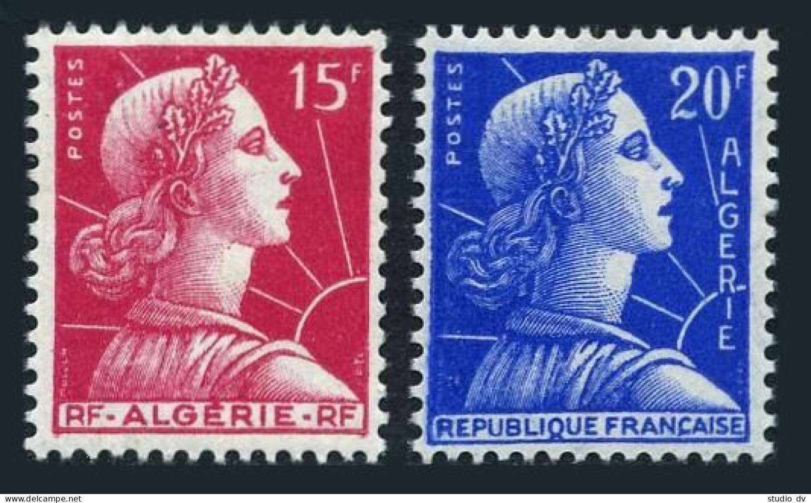 Algeria 265,284,hinged.Michel 344-345. Marianne,1955. - Algerien (1962-...)