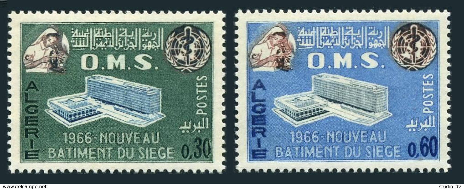 Algeria 354-355, MNH. Michel 454-455. New WHO Headquarters, 1966. - Algeria (1962-...)