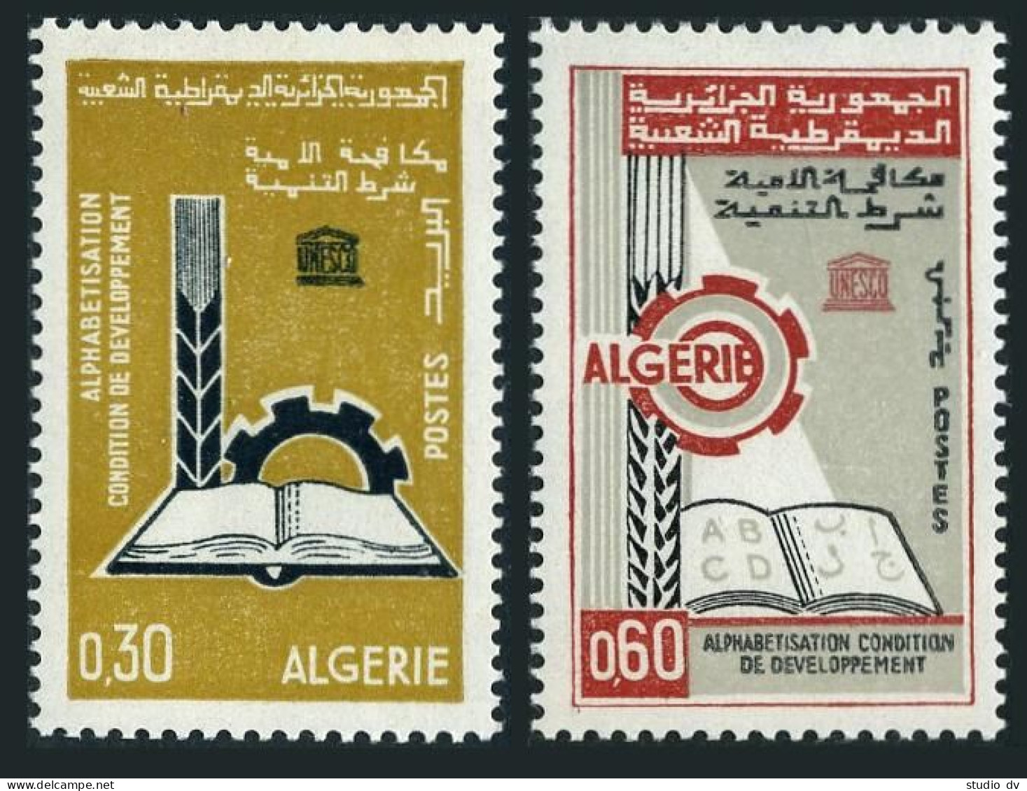 Algeria 352-353, MNH. Michel 452-453. Literacy As Basic For Development, 1966. - Algerien (1962-...)