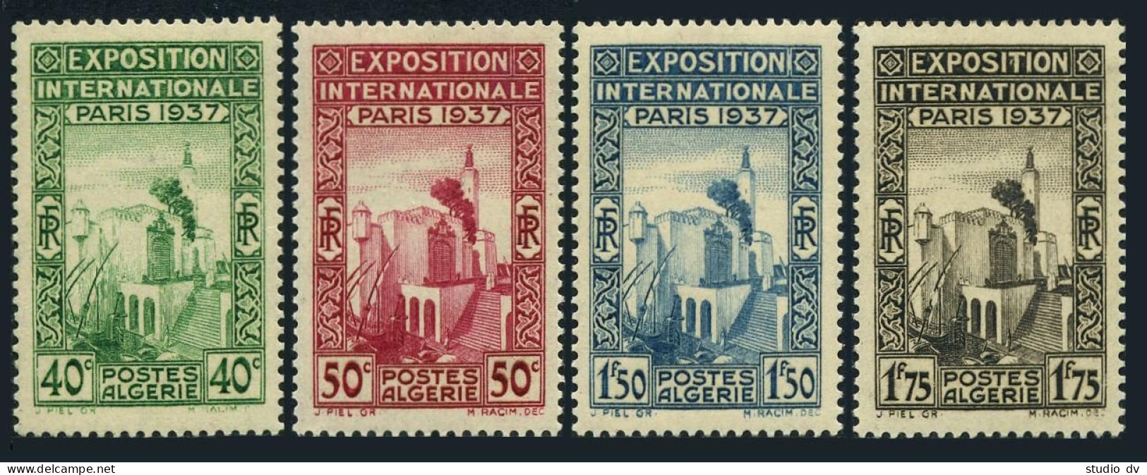 Algeria 109-112, Lightly Hinged. Mi 130-133. Paris Exposition, 1937. Pavilion. - Algerien (1962-...)